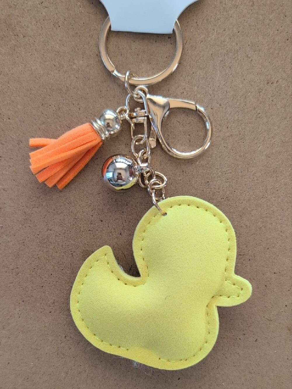 Crystal Yellow Duck Keychain Bag Charm with Orange Tassel - Picture 6 of 6